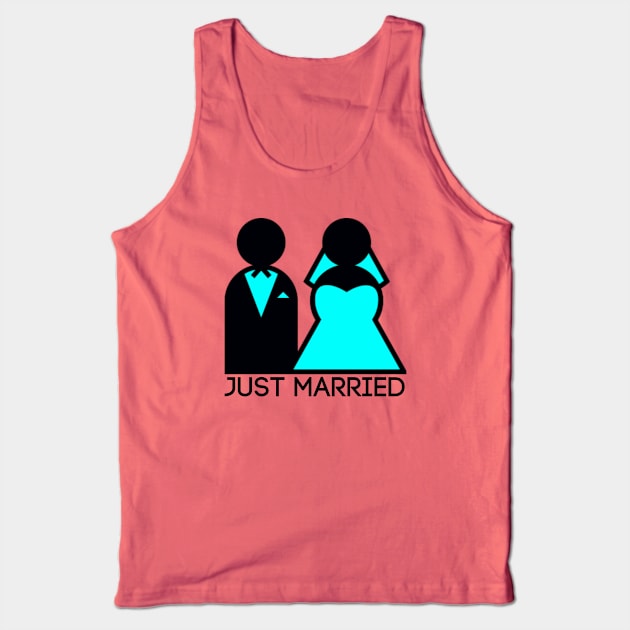 Just Married Newlyweds in Cyan Tank Top by TheDaintyTaurus